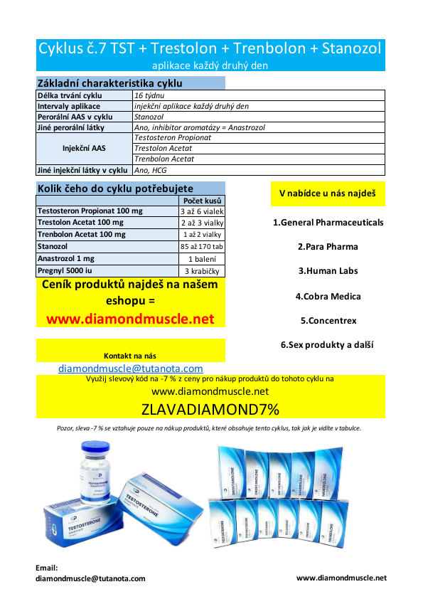 Cyklus č.7: Testosteron + Trestolon + Trenbolon + Stanozol  2D